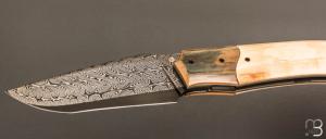    Couteau " custom " de Berthelemy Gabriel - La Forge Agab - ivoire de mammouth et damas