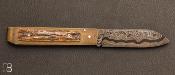   Couteau custom damas et mammouth par Louis Blanchet Kapnist