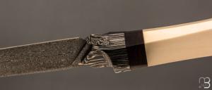    Couteau  "  custom " fixe de Berthelemy Gabriel - La Forge Agab - Ivoire de mammouth et damas 
