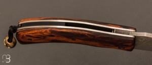 Couteau custom liner lock bois de fer et damas de Garaboux Jean Philippe - Les couteaux de Pi