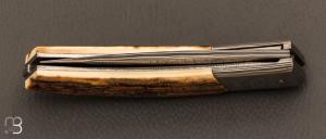 Couteau " custom " damas Styrefors et mammouth de Alain & Joris Chomilier