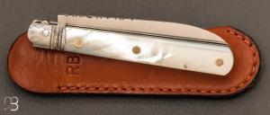    Couteau de poche " droit " 9 cm nacre et damas de Robert Beillonnet