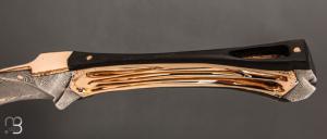    Couteau droit d'exception par Geoffrey Tixier - Damas mosaïque et Bronze sculpté