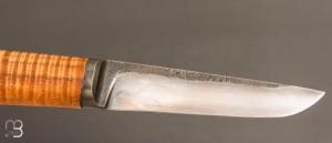    Couteau droit "F" de Frédéric Maschio - Frêne ondé et acier YCS3