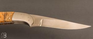   Couteau droit custom de Sam Cox - ATS34 et Loupe d'érable négundo