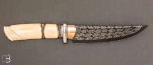 Couteau " droit custom " de Benoit Maguin - Damas de J.P Sire et Ivoire de morse