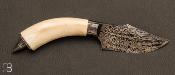 Couteau droit custom "Semi intégral" par Jan Hafinec - Damas et ivoire de phacochère