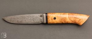    Couteau fixe loupe de robinier et Lame forgée acier damas par Jean Paul Sire