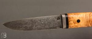    Couteau fixe loupe de robinier et Lame forgée acier damas par Jean Paul Sire