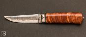 Couteau fixe nordique par Kaj EMBRETSEN - Damas et Curly Tasmanian black wood