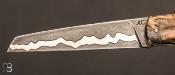 Couteau de collection manche en frêne stabilisé et lame sandwich par Alain Conesa - Acier & Cuir