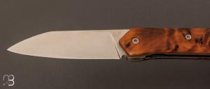 Couteau "  custom " liner-lock loupe de thuya par Christophe Lemaire - Coutellerie Tofbarteam