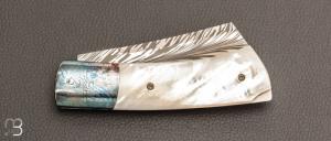   Couteau " lock back " par Eric Depeyre - Damas plume et nacre