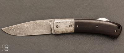    Couteau " lock-back " custom par David Breniere - ébène et damas