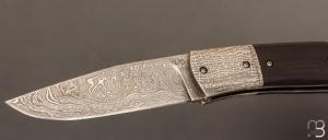    Couteau " lock-back " custom par David Breniere - ébène et damas