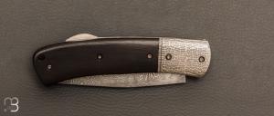    Couteau " lock-back " custom par David Breniere - ébène et damas