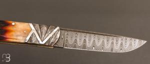   Couteau " Custom Lock Back " de Ken Steigerwalt - Damas et Amber stag 