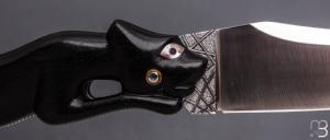   Couteau " Panthère lock-back " custom par Jérôme Lamic - Ebène et nacre