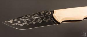   Couteau " custom " de Berthelemy Gabriel - La Forge Agab -  Ivoire de mammouth et damas