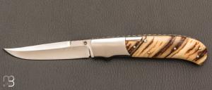    Couteau " side-lock  " custom par W.D. Pease - Corne de bélier