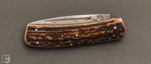  Couteau " Slipjoint " custom par Guy Poggetti - bois de cerf et lame en C130