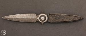  Dague pliante custom " Axis Symmetry " de Jean Baptiste Leveque - Marble carbone et damas