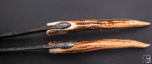    Duo de couteaux Piémontais par Mickael Moing - Bois de cerf