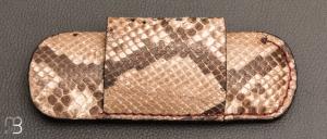 Etui S " Le magnétique " fait main en cuir de python pour couteau pliant