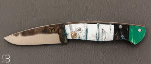    Couteau  " Pimontais " XC75 et planche de skate fait main par Frdric Marchand