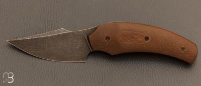 Couteau custom pliant par David Lespect - Micarta et D2 stonewashed blocage bouton