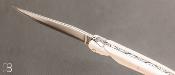 Couteau Laguiole en Aubrac Ivoire de mammouth blanc slulpté, lame damas SGPS suminagashi