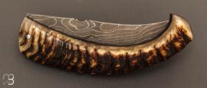 Couteau " Berger XXL " pliant par José Viale - Lame Damas et corne de mouflon