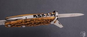   Couteau  de poche Canif 6 pièce par J. Mongin - Bois de cerf
