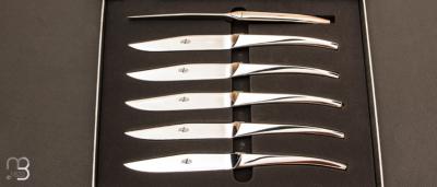 Coffret de 6 couteaux de table massifs Skel brillants par C+B Lefebvre