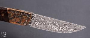   Couteau " 1515 collection Globetrotter " par Manu Laplace - Ronce de noyer et lame damas