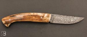    Couteau 1515 collection "Edition Primitif N°5/7 " par Manu Laplace - Ivoire de mammouth et lame damas