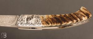   Couteau de poche 1515 édition limitée ''L'Approche au Mouflon'' lame Damas par Manu Laplace