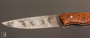  Couteau " 1820 " custom par Louis Contat - Loupe de peuplier et lame damas de Nicolas Mestrallet