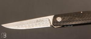    Couteau " 450# " par Des Horn - Fibre de carbone et lame en Damasteel