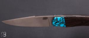 Couteau " L'Anaconda " par Lames de l'Ouest - Ziricote et turquoise