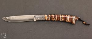  Couteau  "  Armen  " molaire de mammouth et damas par Erwan Pincemin