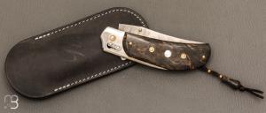  Couteau " Braco Automatique " bouleau stabilisé et C130 par Tony Ruot