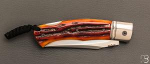   Couteau " BAD ASS " custom par Raphaël Durand - Os cerfé et lame en RWL34