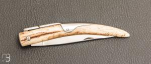   Couteau de poche Bieslois 11 cm Bois de cerf par J. Mongin