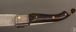   Couteau " Bohémien " par Tony Ruot - Loupe de chêne stabilisée et damas sauvage