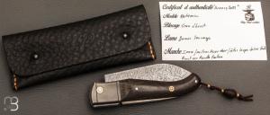   Couteau " Bohémien " par Tony Ruot - Loupe de chêne stabilisée et damas sauvage