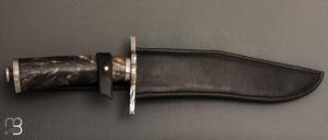   Couteau " Bowie " de Nicolas Mestrallet - Atelier du couteau Vaunaveys -Fourche de peulier et lame damas