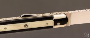   Couteau " Brazil Arlequin " custom par Mathieu Herrero - Mammouth et ébène