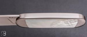    Couteau "Bull'ix" custom de Florent Dall'ava - L'atelier Dall'ava - Nacre blanche et lame en RWL34