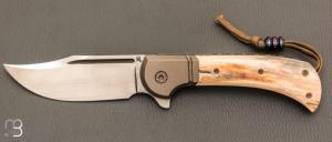  Couteau " Bullet  " pliant de Gudy van Poppel - Ivoire de mammouth et Böhler N690